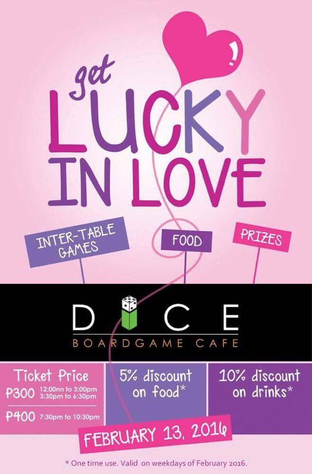 lucky in love dice boardgame cafe